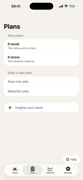 Groundwork app screenshot: If-then plans you build yourself