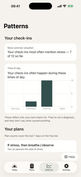 Groundwork app screenshot: See your own patterns